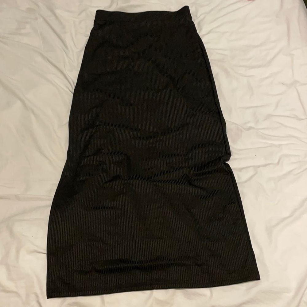 black midi skirt with slit